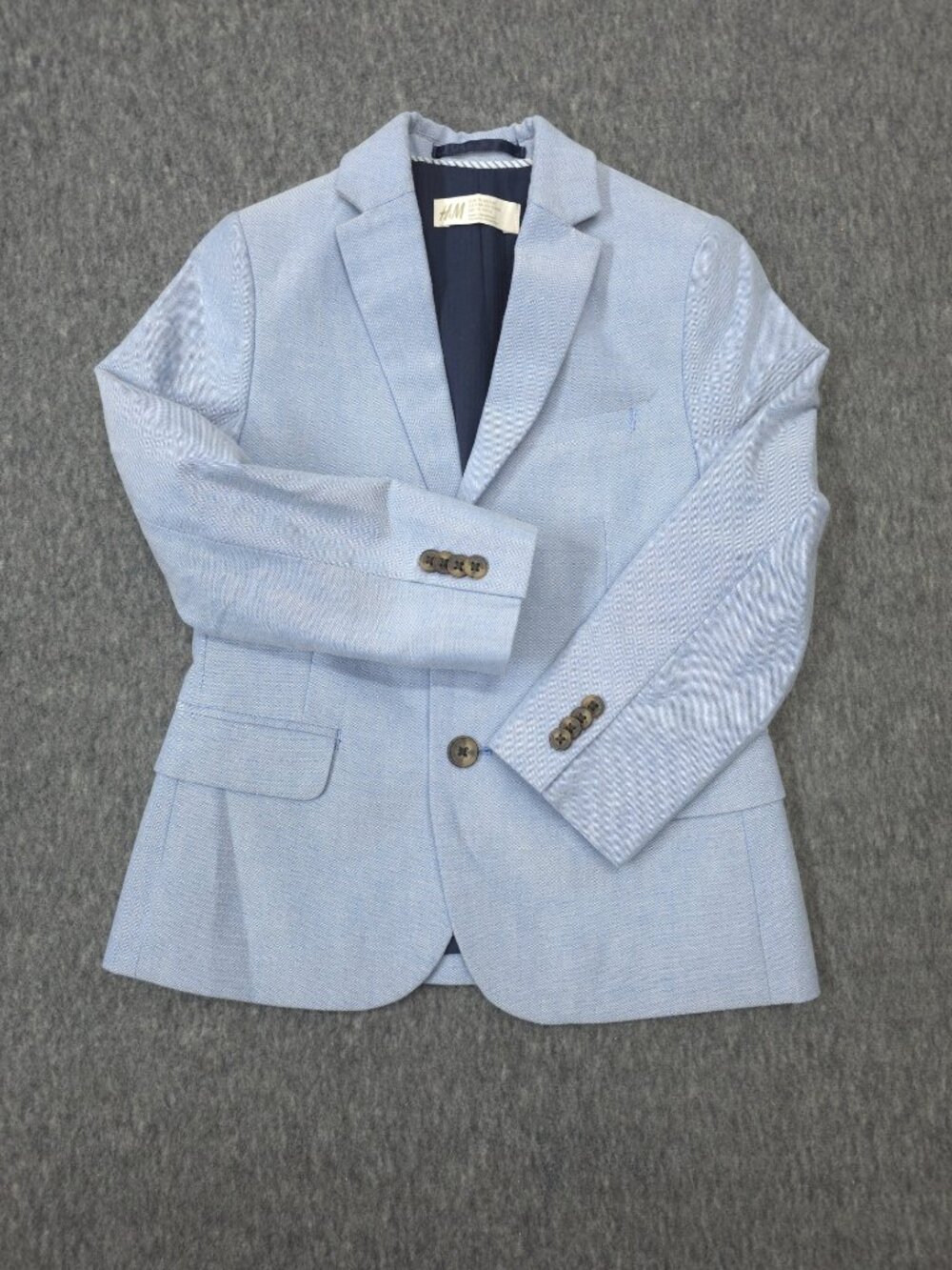 H&M Boys Blazer Size 5-6Y Light Blue Cotton Sport Coat Jacket Excellent